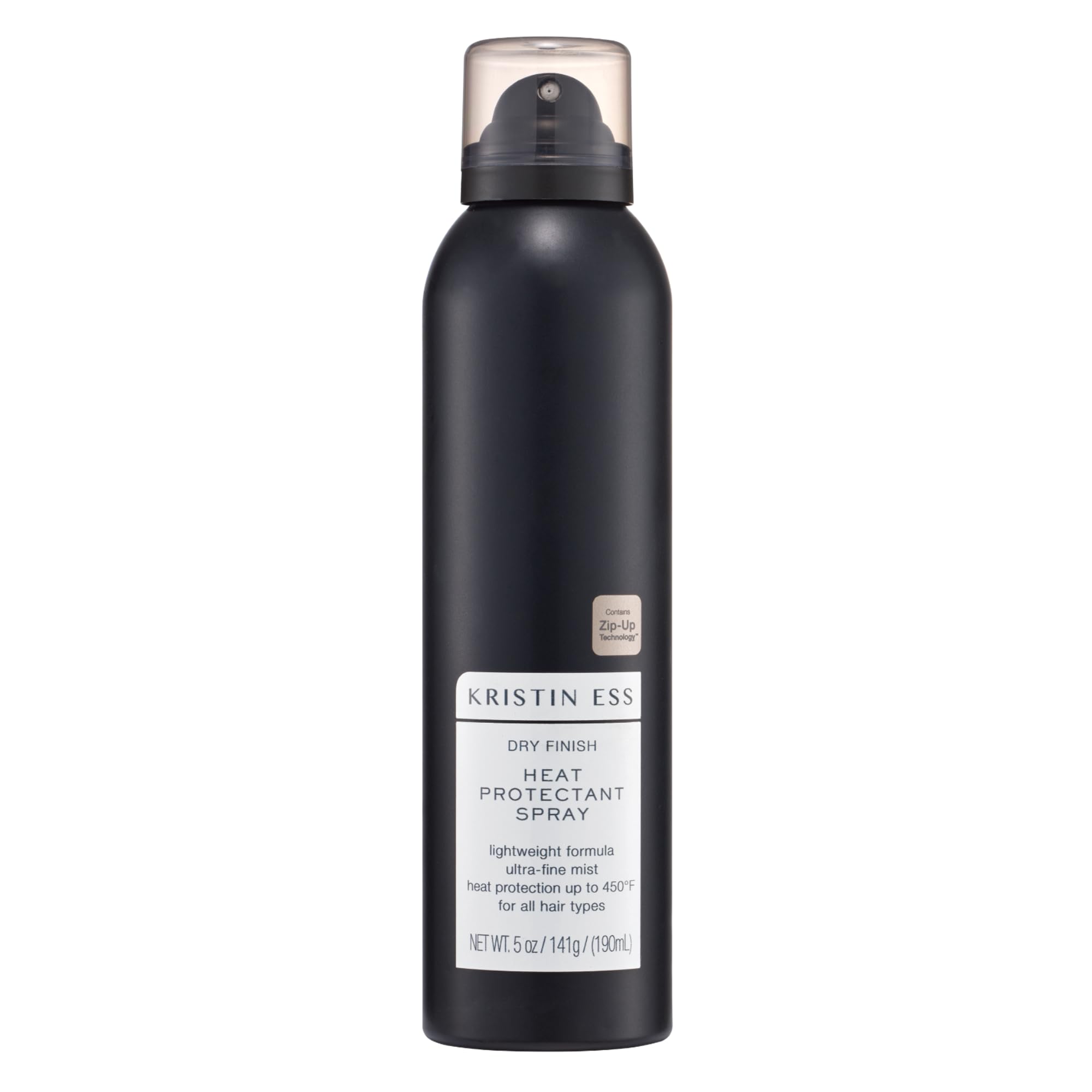 Kristin Ess Dry Heat Protectant Spray bottle protects hair up to 450°F during styling.