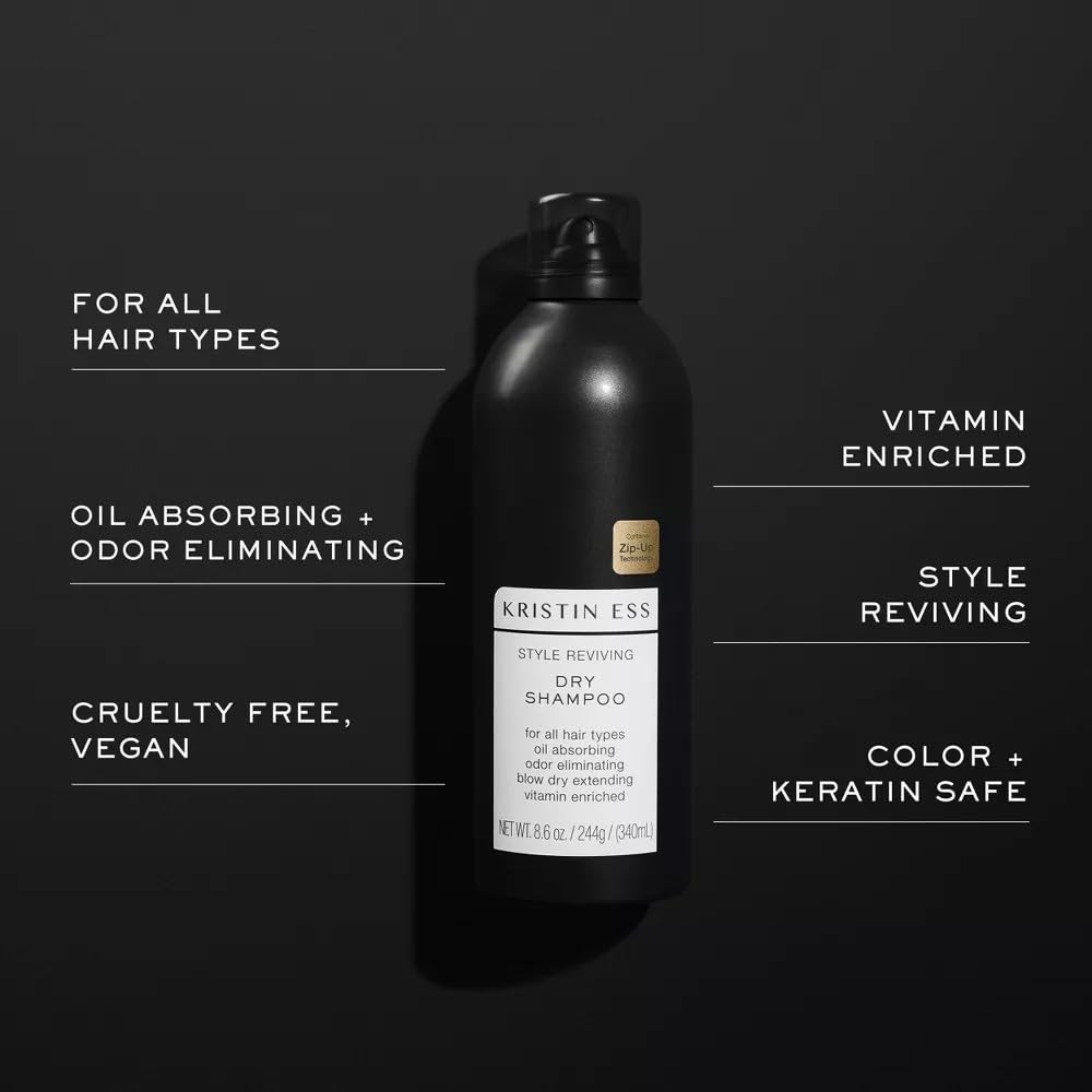 Kristin Ess Jumbo dry shampoo blends in with minimal residue for daily use
