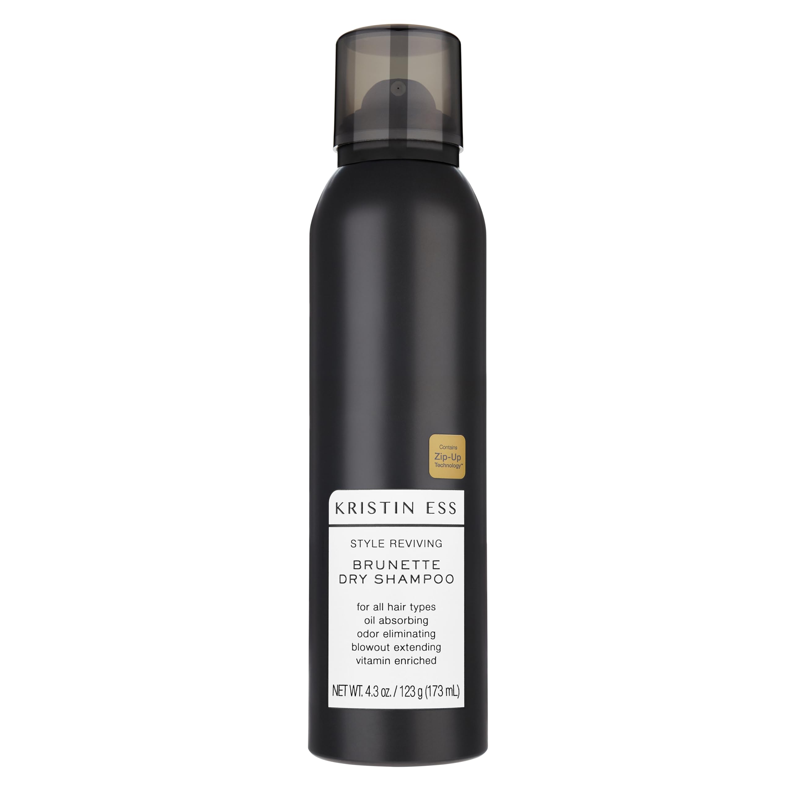 Kristin Ess Hair Brunette Dry Shampoo powder deposits for quick refresh on brunette hair.