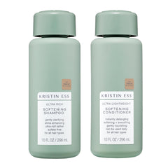 Kristin Ess Softening Moisture Repair Shampoo bottle shows color-safe, sulfate-free cleansing