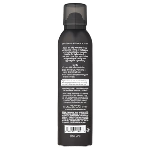 Kristin Ess Ultra Fine hairspray; brushable finish for flexible hold.