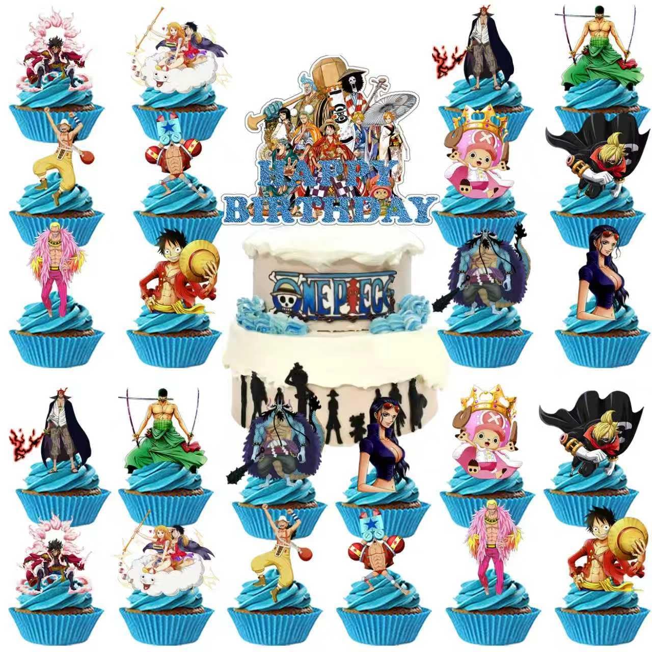 KROCEUS One Piece cupcake toppers decorate treats with whimsy.