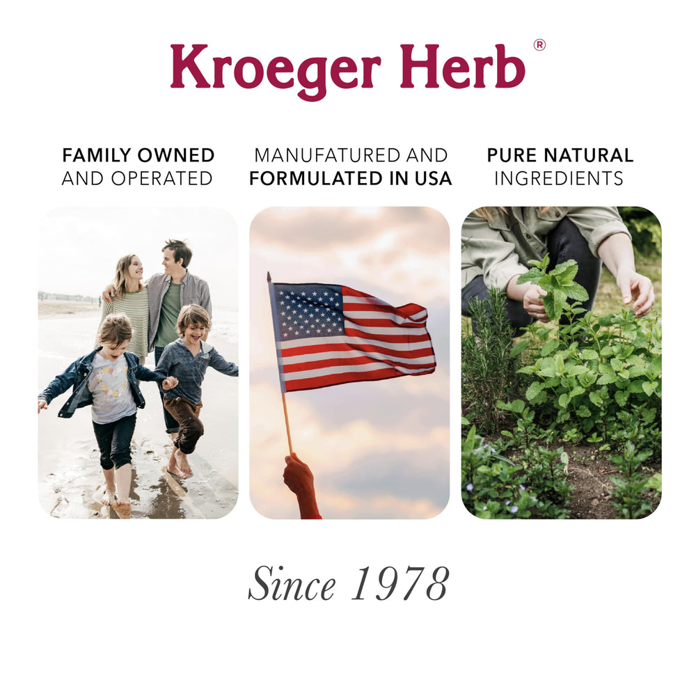 Kroeger Herb Non-GMO, gluten-free capsules ready for use.