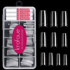 Krofaue clear nail tips with 100 pieces in 10 sizes for precise fit