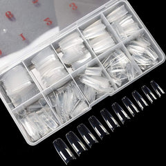 Krofaue clear nail tips box with ten sizes for precise DIY fitting