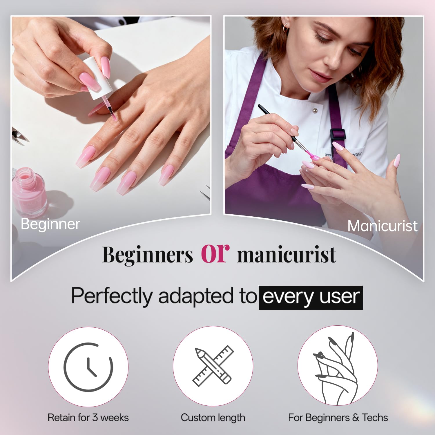 Krofaue crystal clear tips preserve shine during wear and art