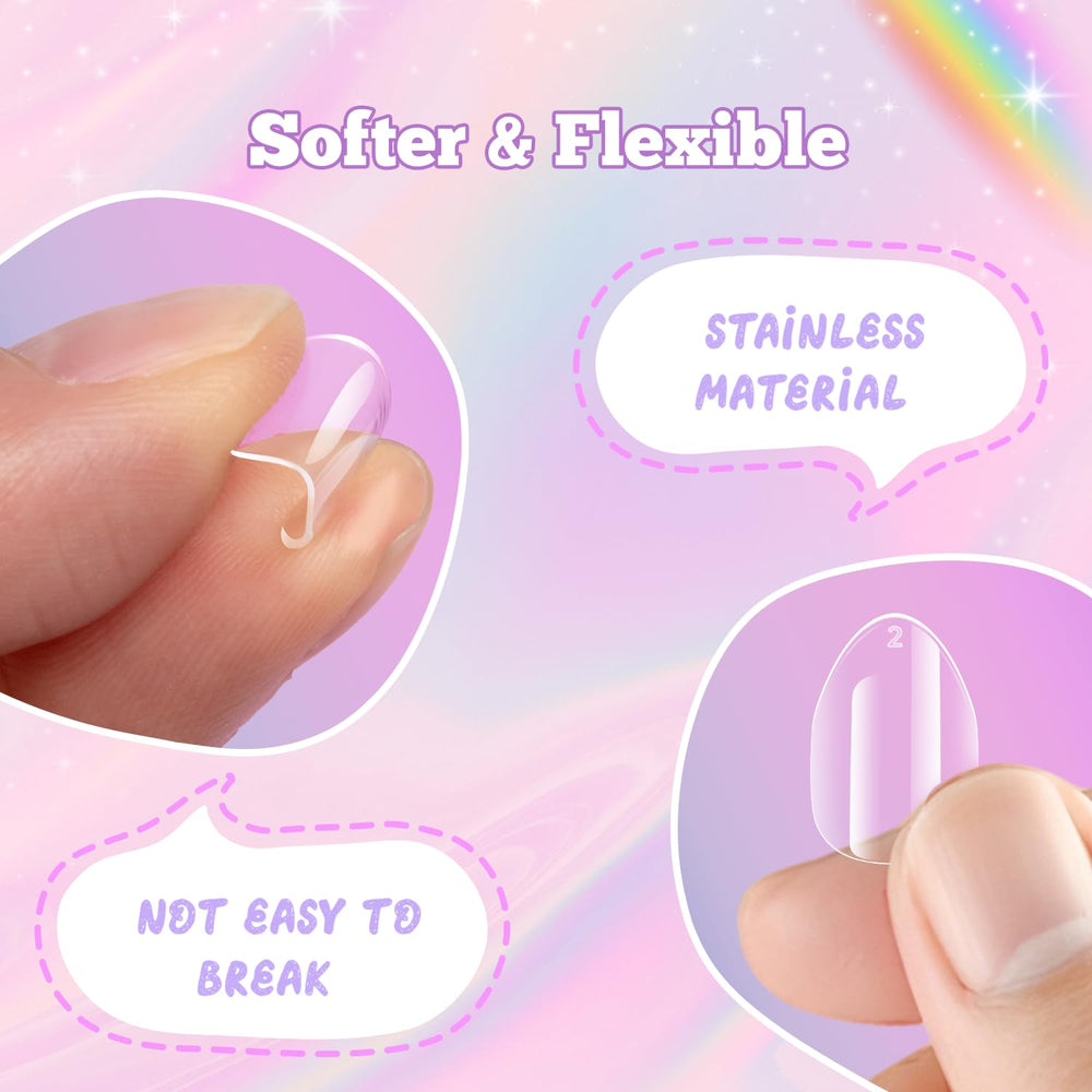 Krofaue extra-short almond nails designed for small nail beds and comfortable fit
