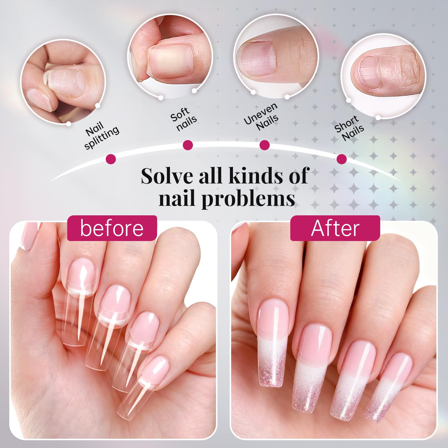 Krofaue half cover tips in long or short length for custom French looks
