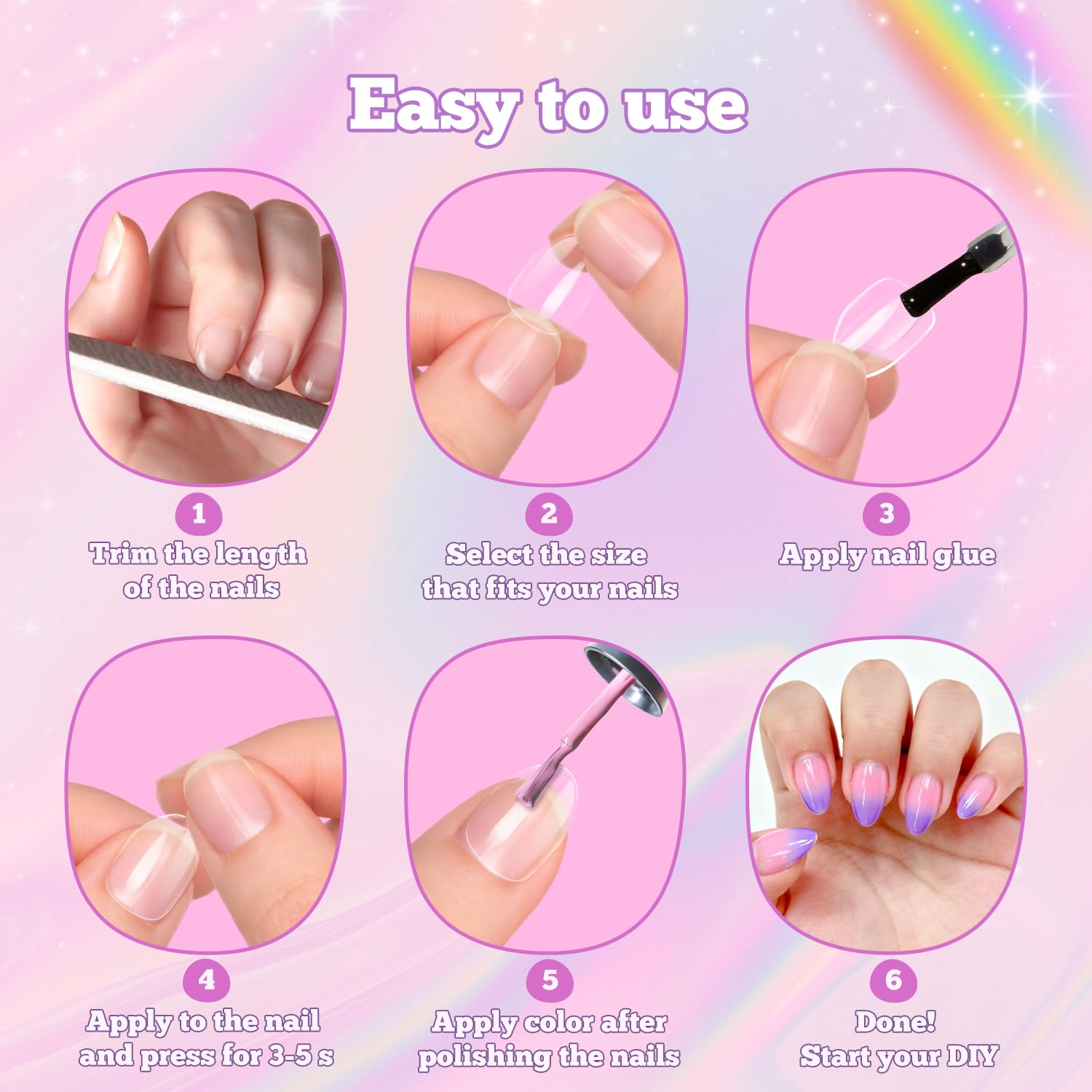 Krofaue clear nail tips ready for DIY nail art at home