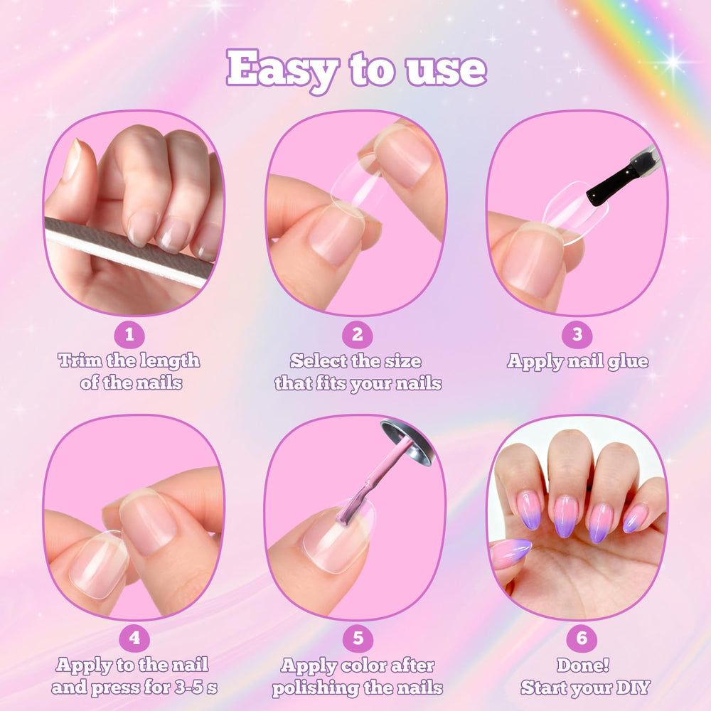 Krofaue clear nail tips ready for DIY nail art at home