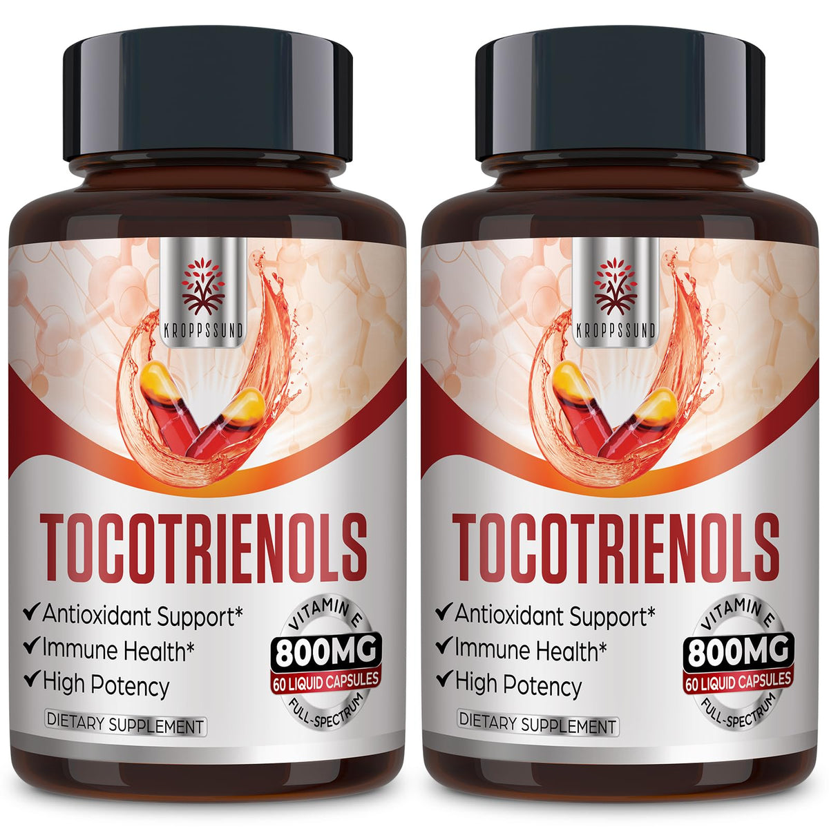 Kroppssund Tocotrienol full-spectrum bottle—daily antioxidant support.