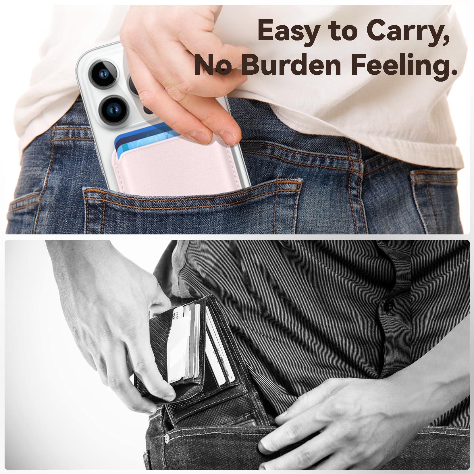 KRTALS wallet attached to phone in hand for quick access