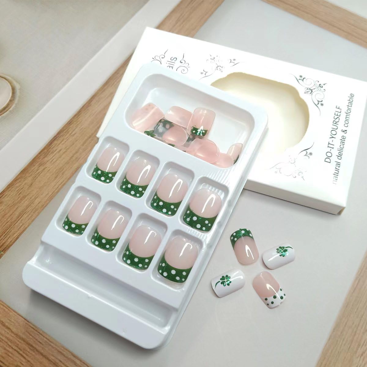 KRTBKR DIY application steps for St Patrick's Day nails