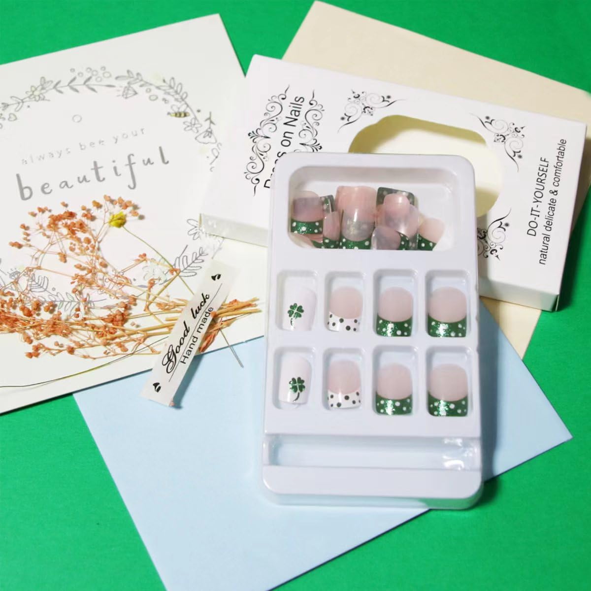 KRTBKR shamrock-design nails for festive home application