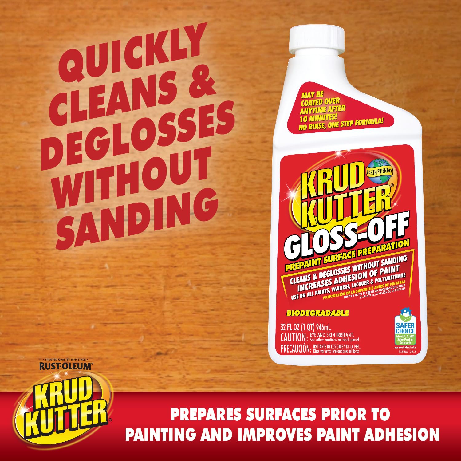 Krud Kutter Gloss Off on a grimy surface pre-paint prep