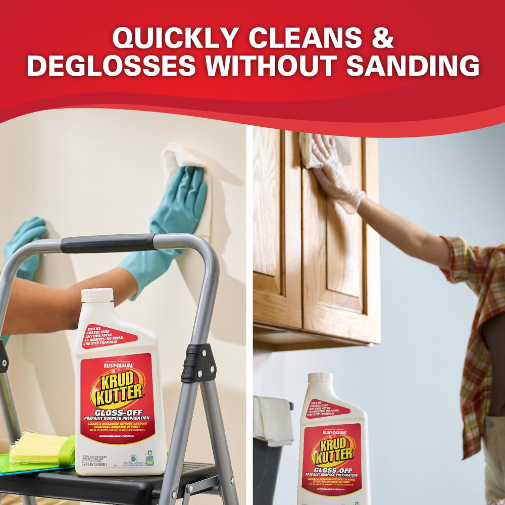 Krud Kutter Gloss Off walls before paint for better adhesion