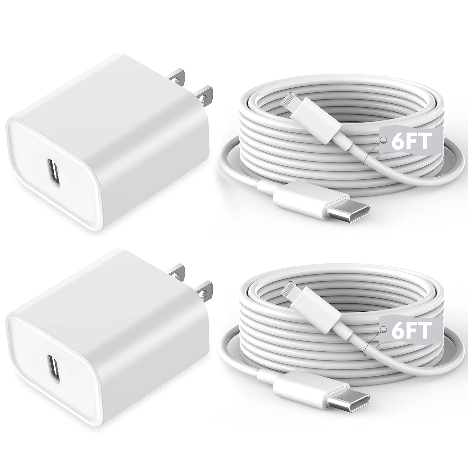 Kruidvat fast iPhone charger with 6ft cable, ideal for home charging.