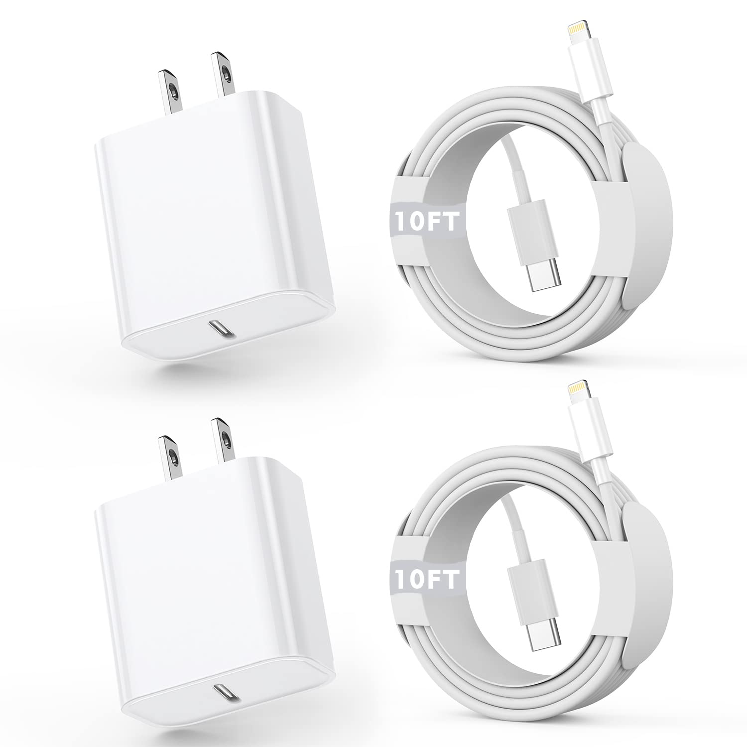 Kruidvat iPhone fast charger 10ft cable offers long reach for bed or desk charging.