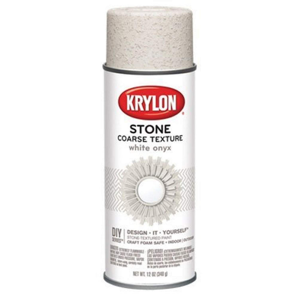Krylon K18213 coarse stone texture spray on a project for a rugged stone-like finish.