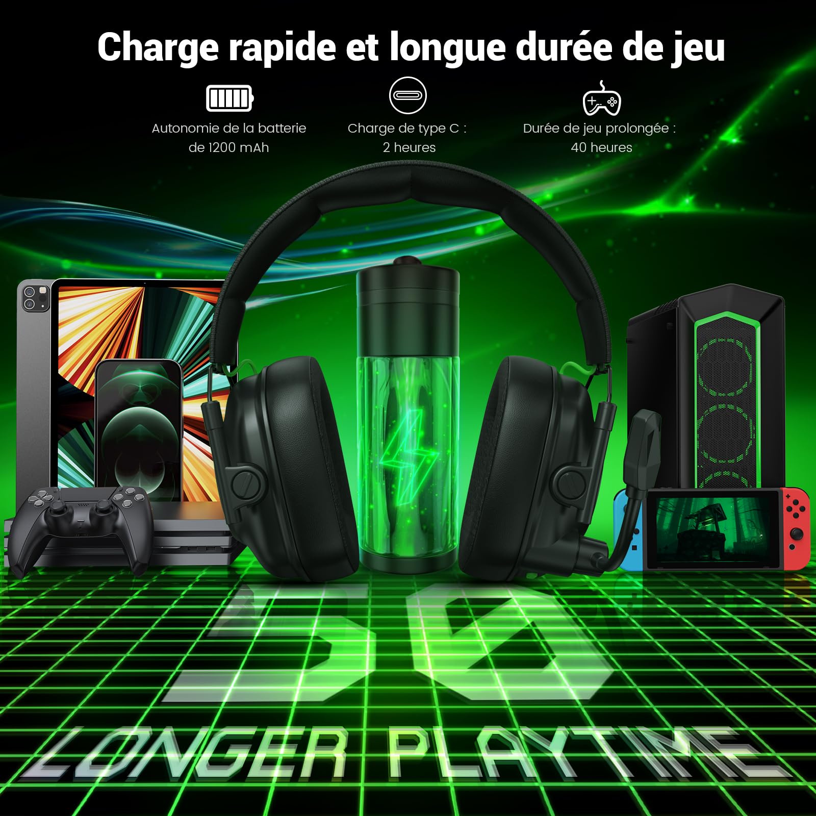 Krysenix headset with RGB lighting on earcups for style.