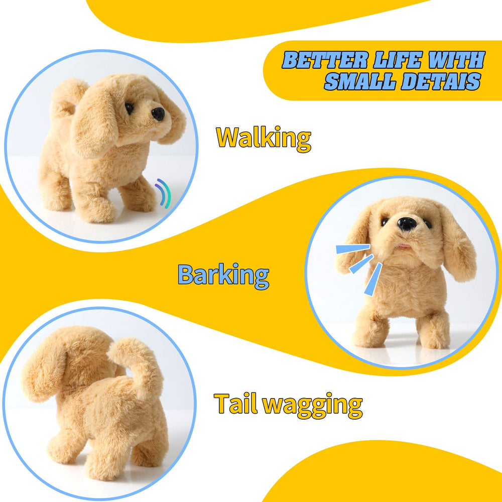 KSABVAIA plush golden retriever toy barking offers interactive sound for pretend play.