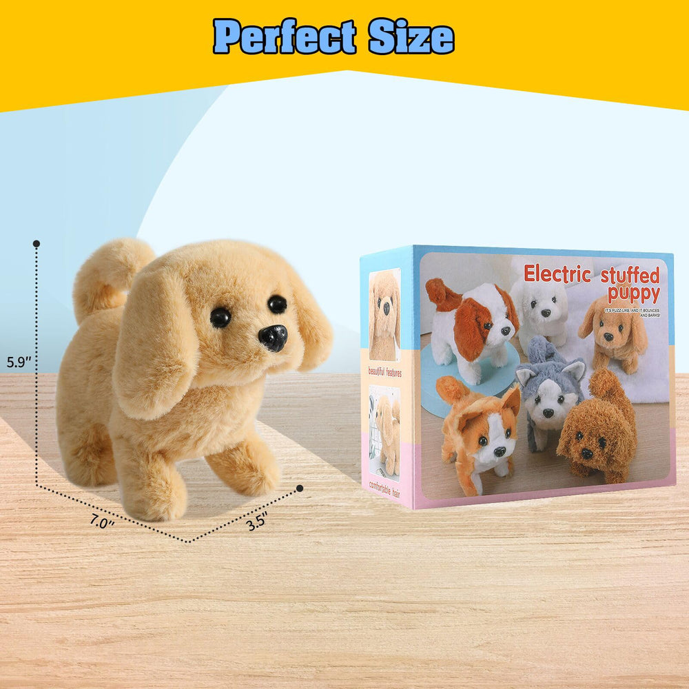 KSABVAIA plush golden retriever toy battery compartment simple setup with two AA batteries.