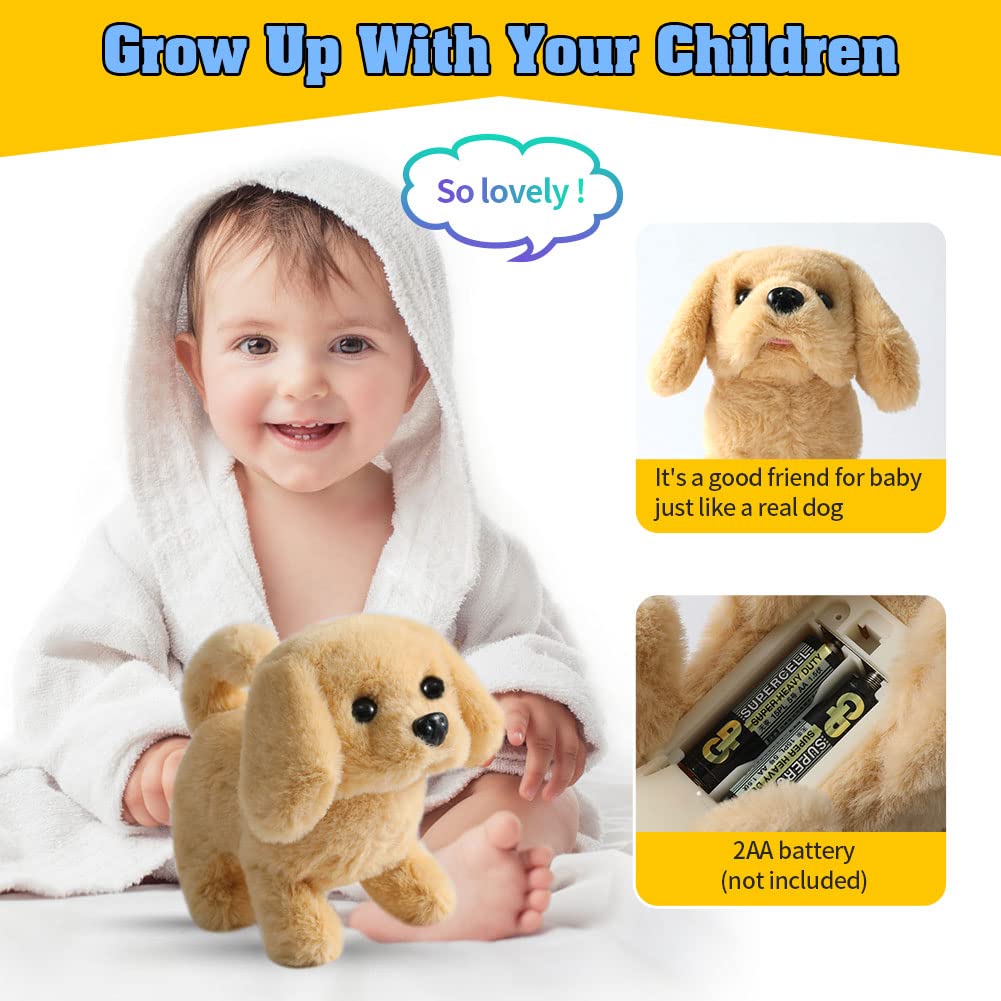 KSABVAIA plush golden retriever toy tail wagging adds lifelike charm for storytelling.