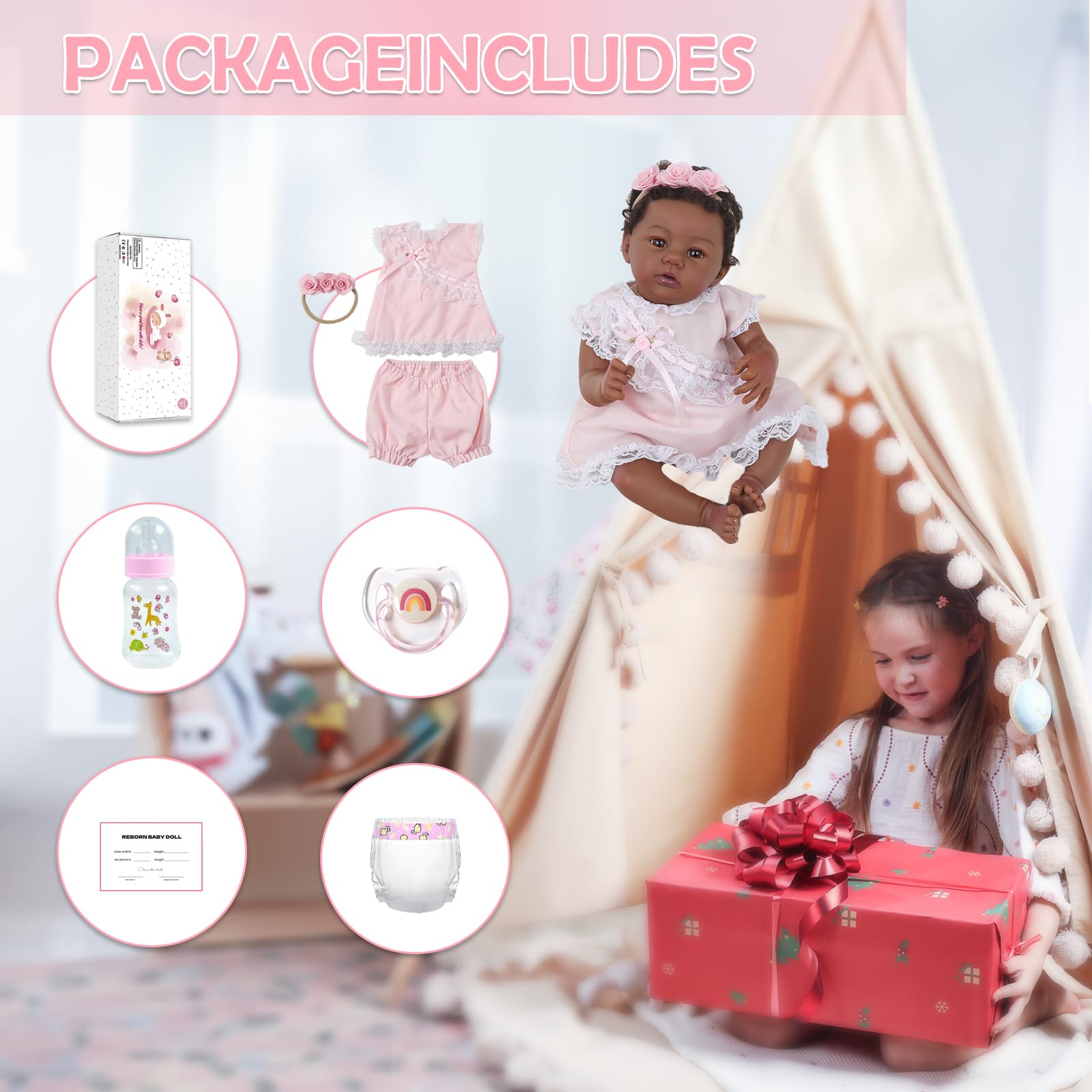 KSBD pink lace dress and floral headband for stylish kid friendly outfits