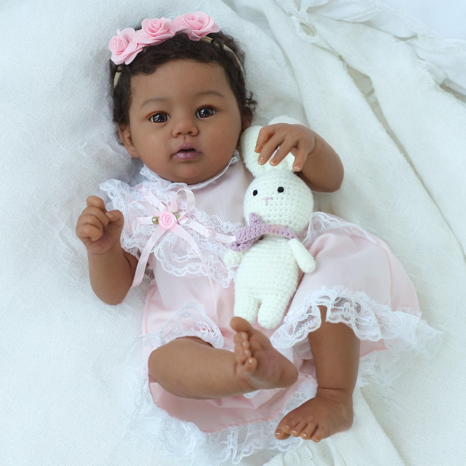 KSBD doll with lifelike eyes and hand painted eyebrows for realistic pretend play