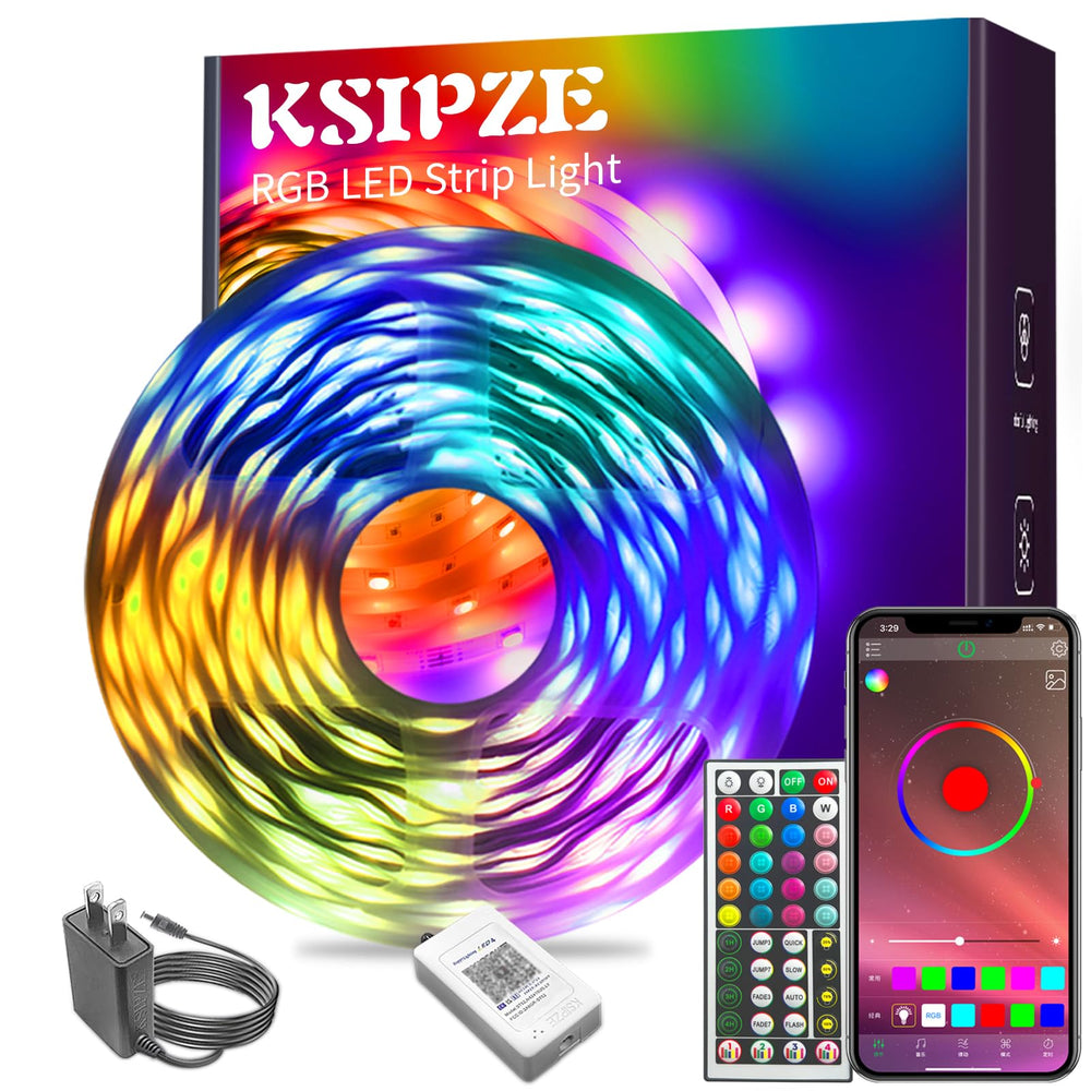 KSIPZE Led Lights bedroom ambience with 65ft strip for cozy evenings.