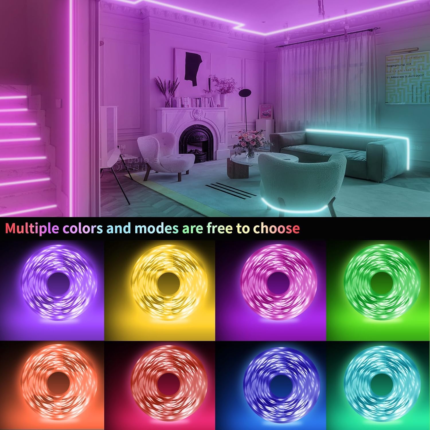 KSIPZE Led Lights over kitchen ceiling offering modern decor and bright accents.