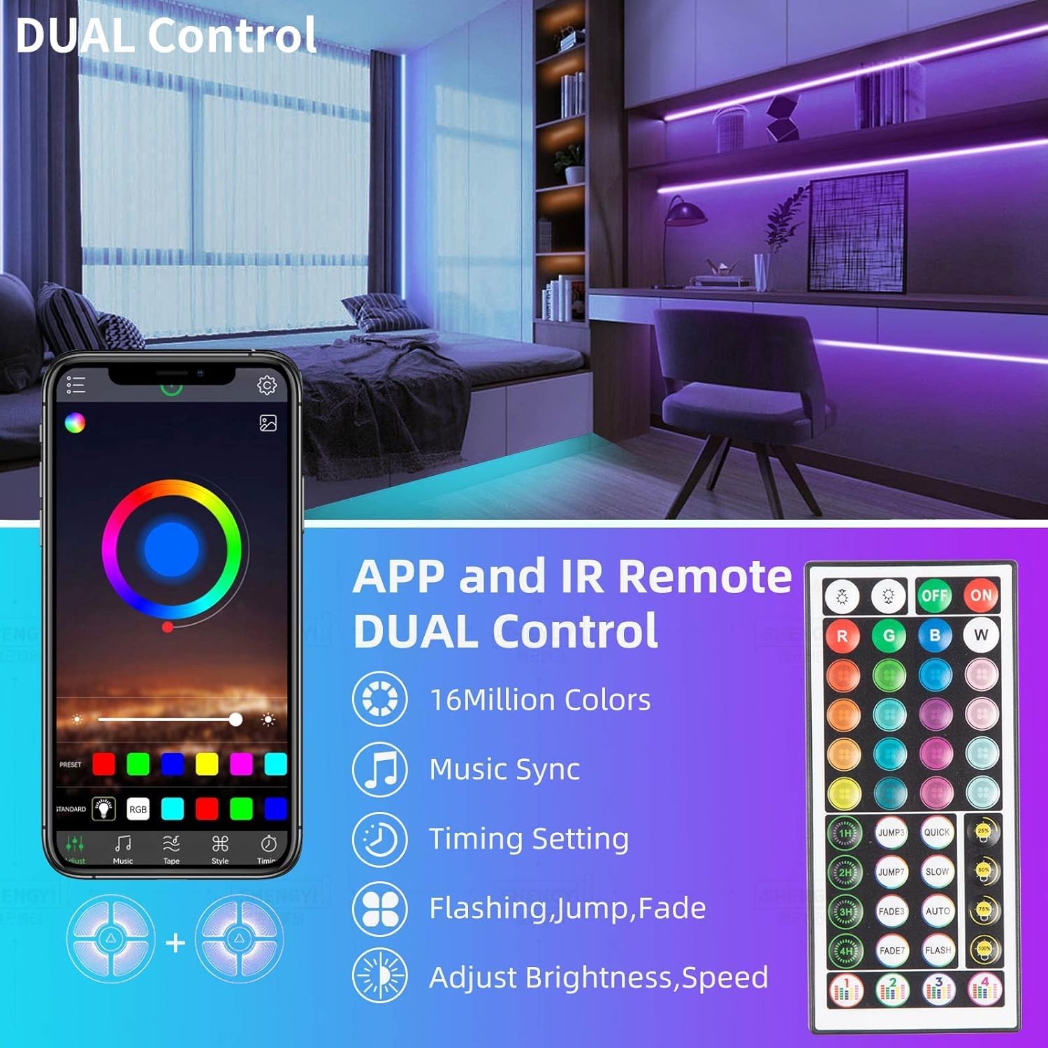 KSIPZE Led Lights remote control panel showcasing quick color selection for any mood.