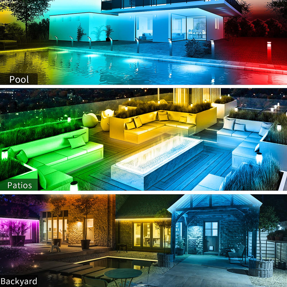KSIPZE patio ambience lighting along railing and balcony.