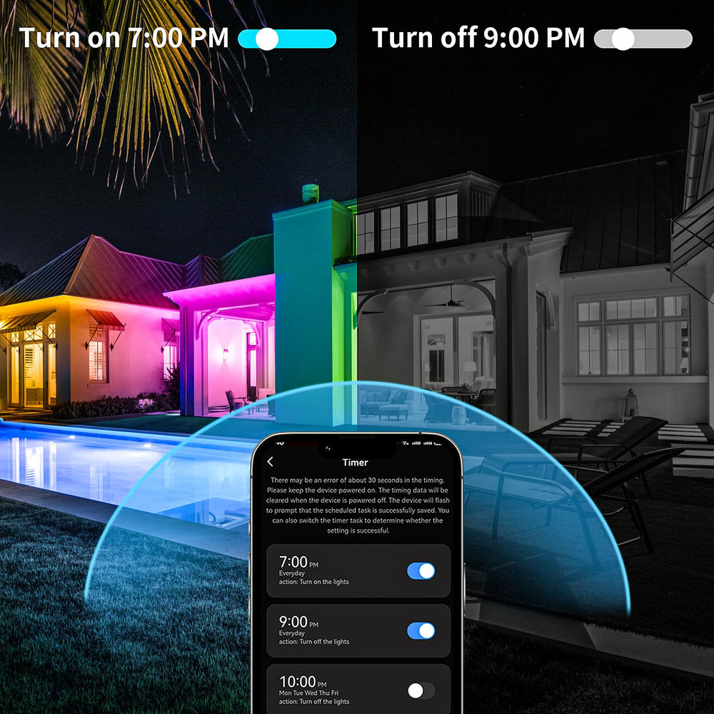 KSIPZE LED strip with timer for auto on/off scheduling.
