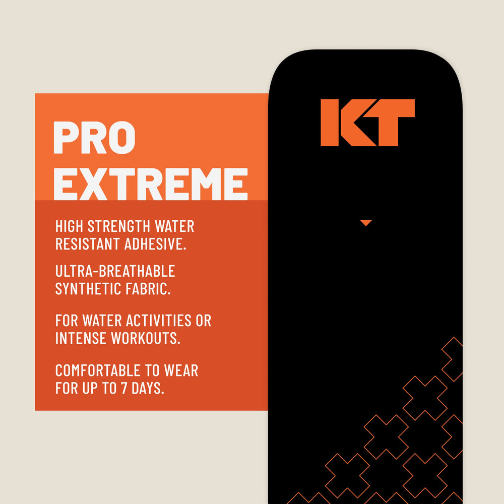 Athletic application setup with KT Tape Pro Extreme strips ready to apply
