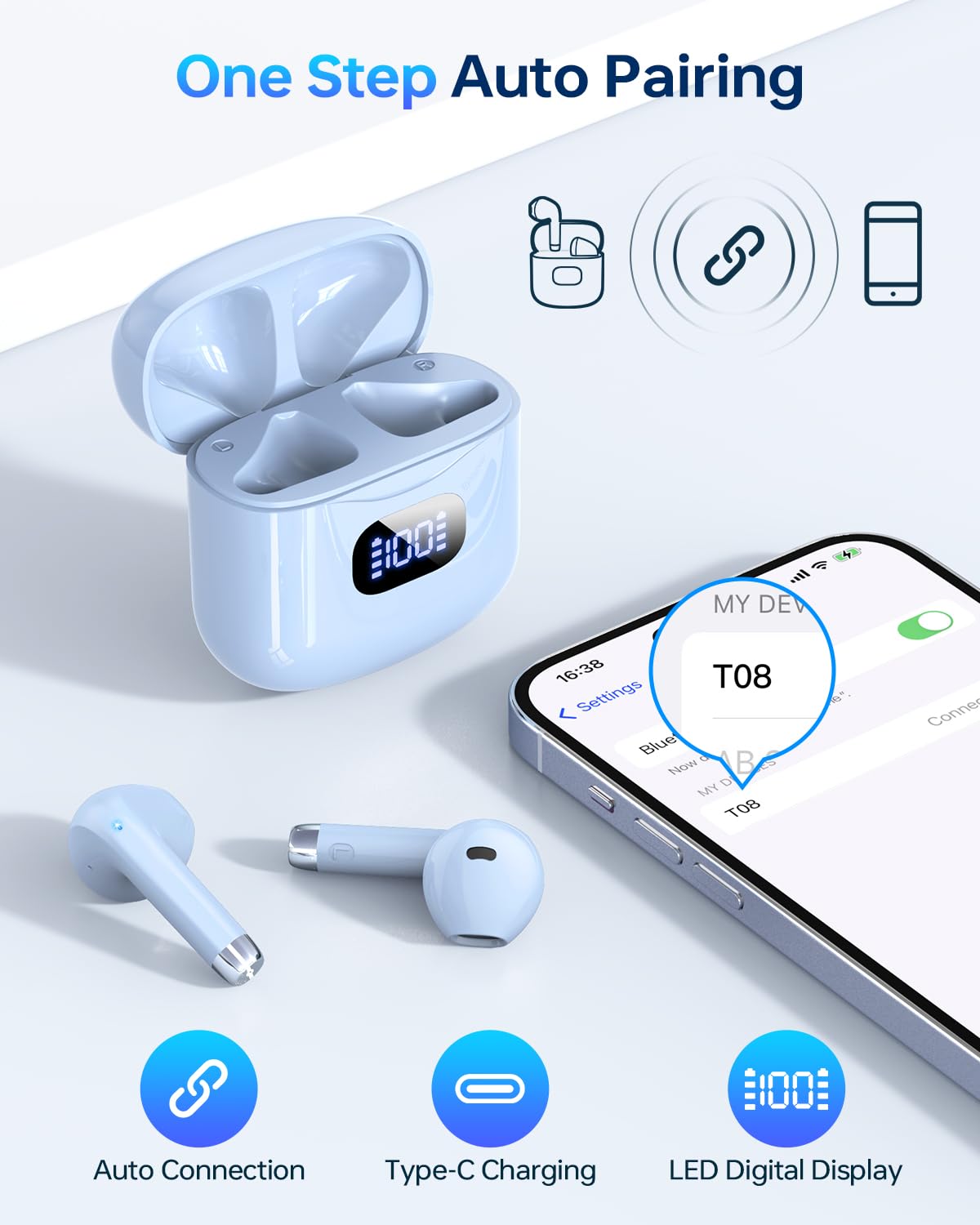 KTGEE T08 Bluetooth 5.3 ensures quick, stable pairing and low latency.