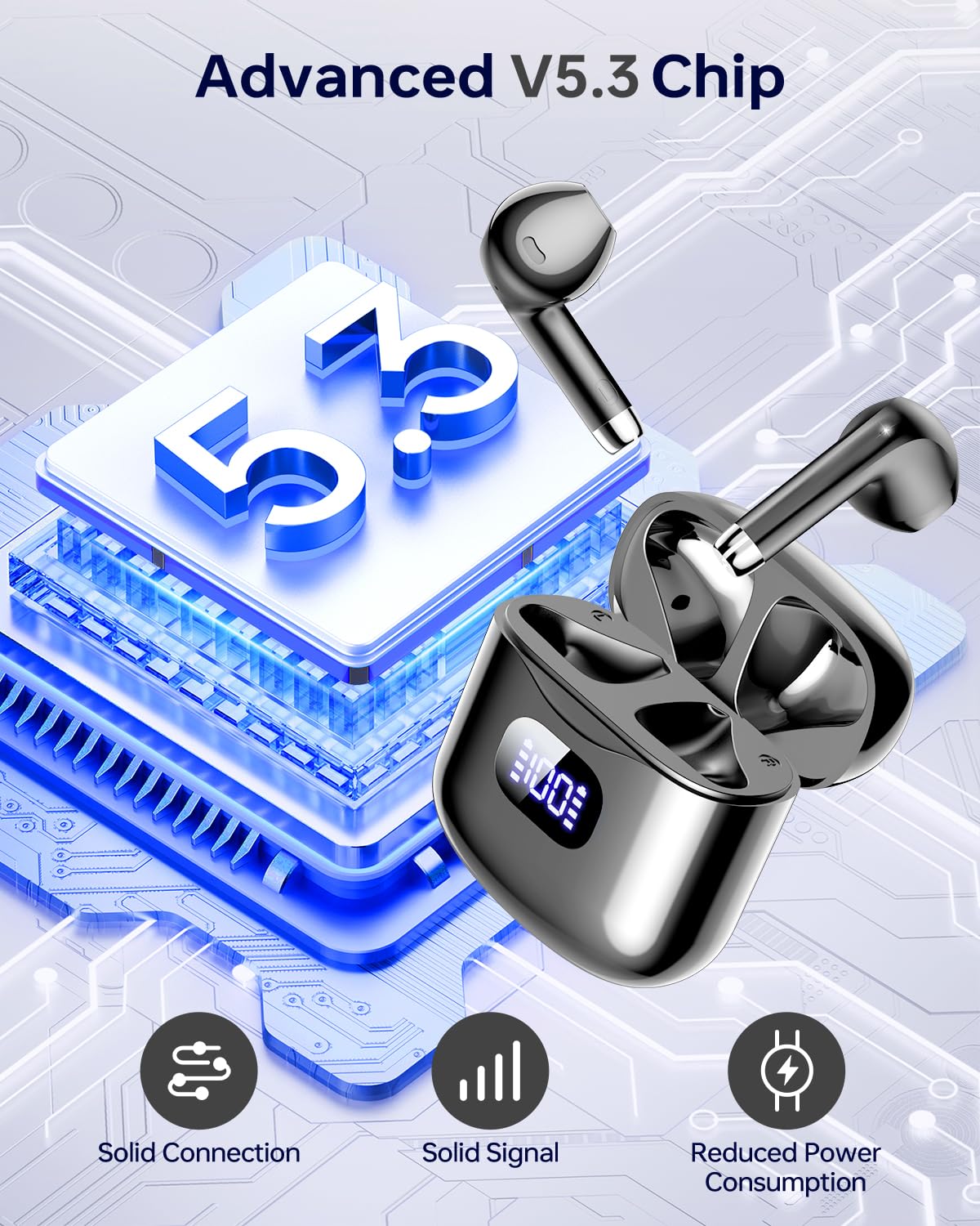 KTGEE T08 earbuds Bluetooth 5.3 quick pairing and stable connection