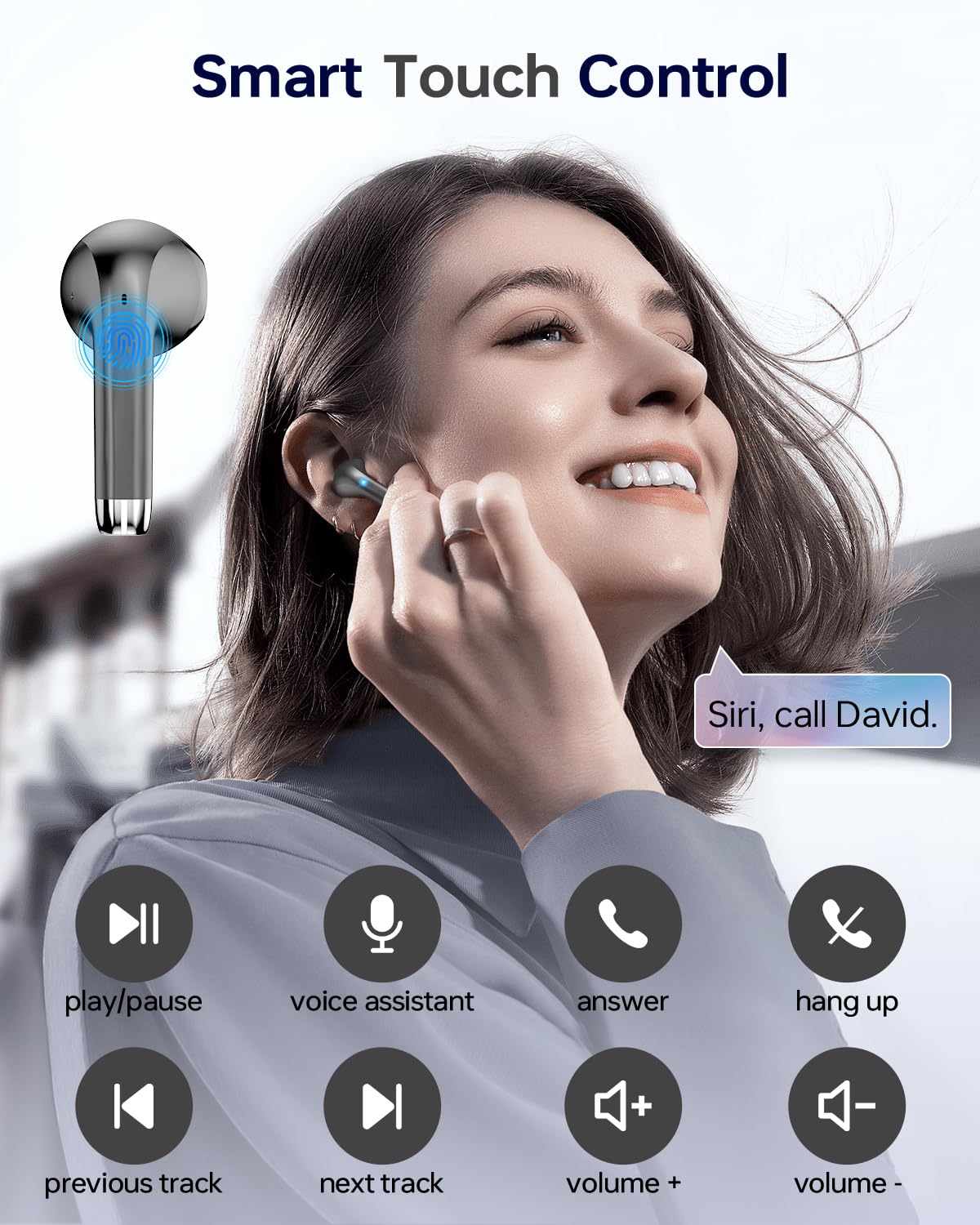 KTGEE T08 earbuds intelligent touch controls for easy playback and calls