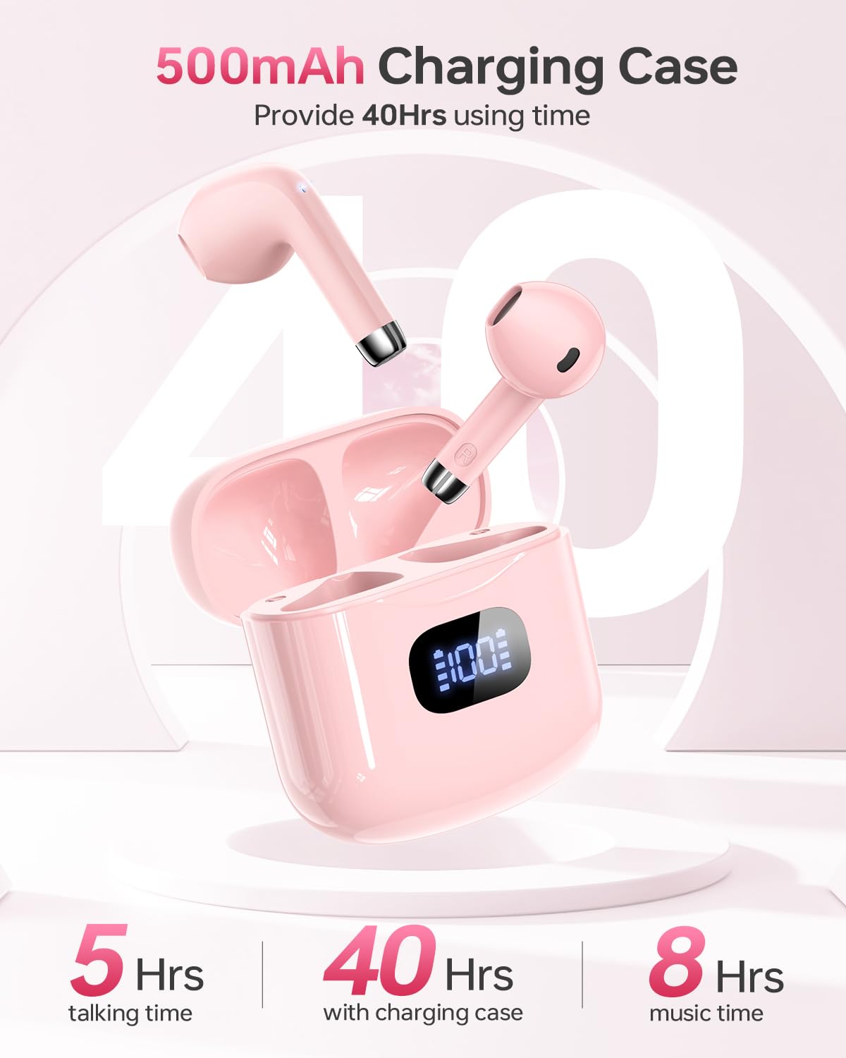 KTGEE T08 light and comfortable 3.9 g earbuds for hours of wear.