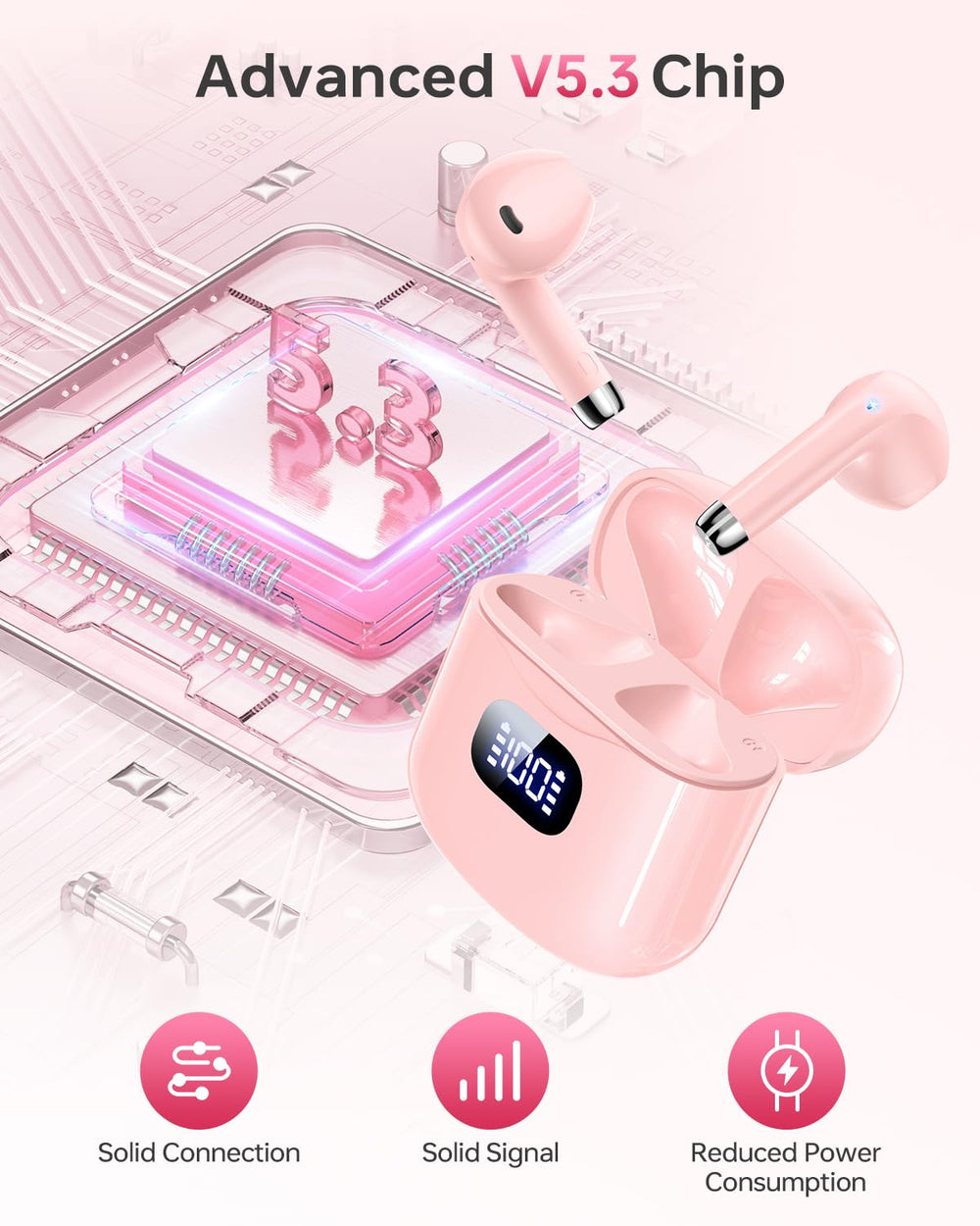 KTGEE T08 earbuds with quick Bluetooth 5.3 pairing for seamless setup.