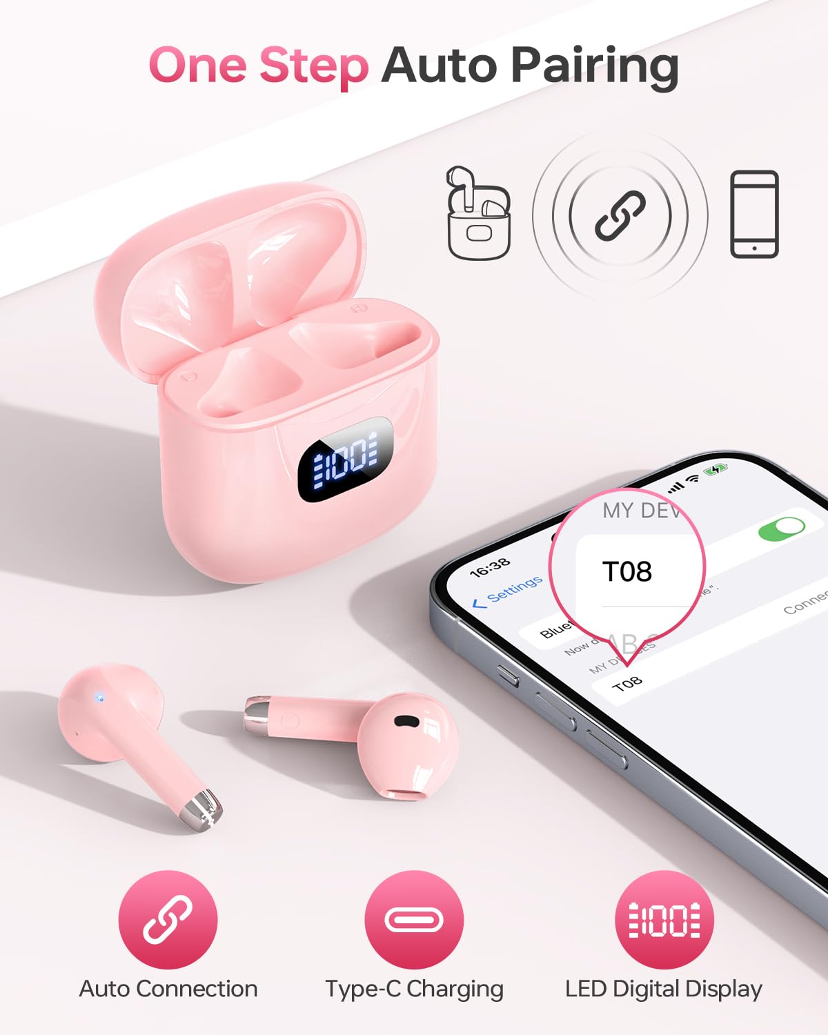 KTGEE T08 intelligent touch controls respond accurately for playback and calls.