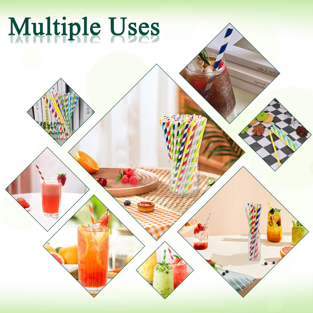 KTOJOY rainbow paper straws featured with cocktails and coffee