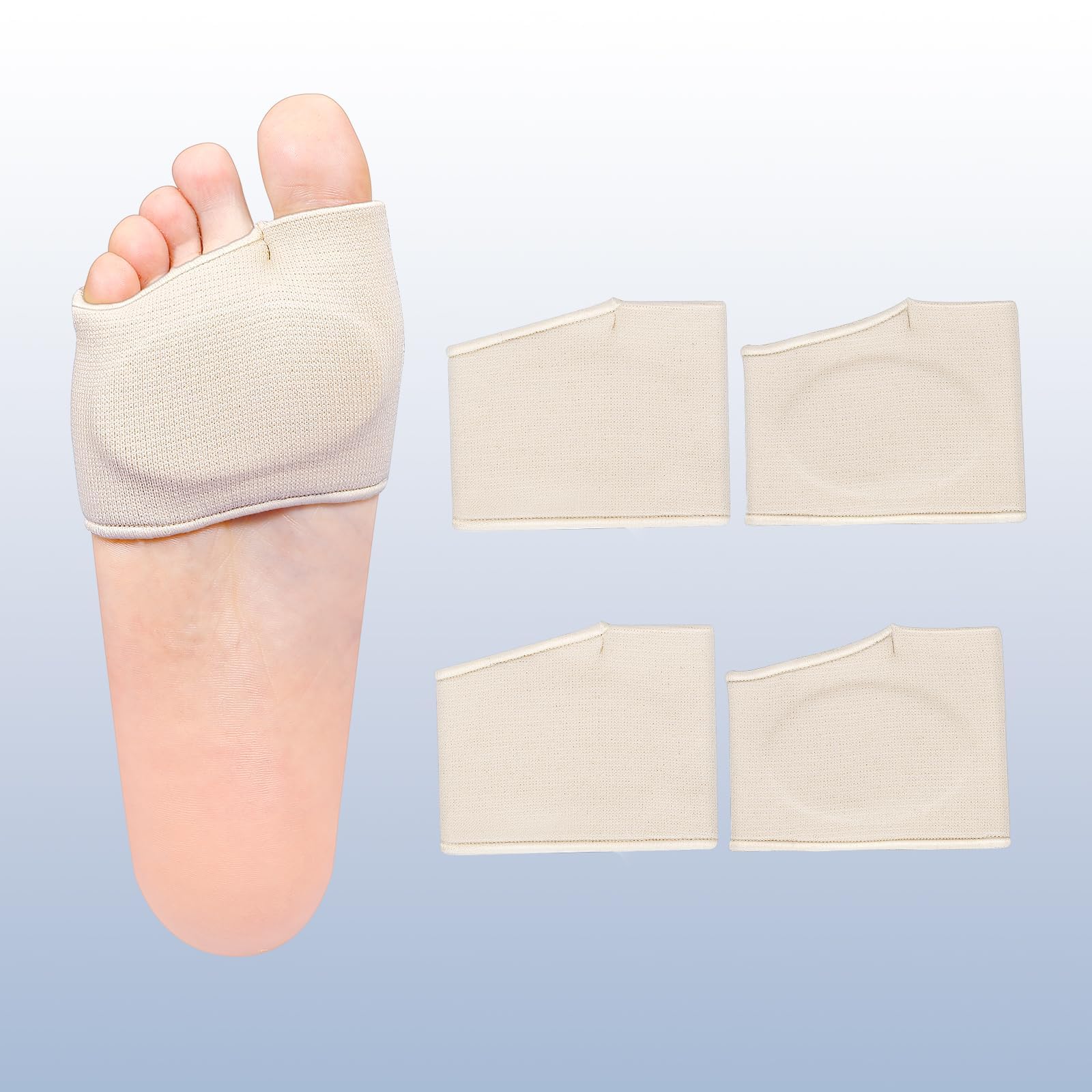 KTSAY metatarsal pads worn over the forefoot provide a snug, supportive fit