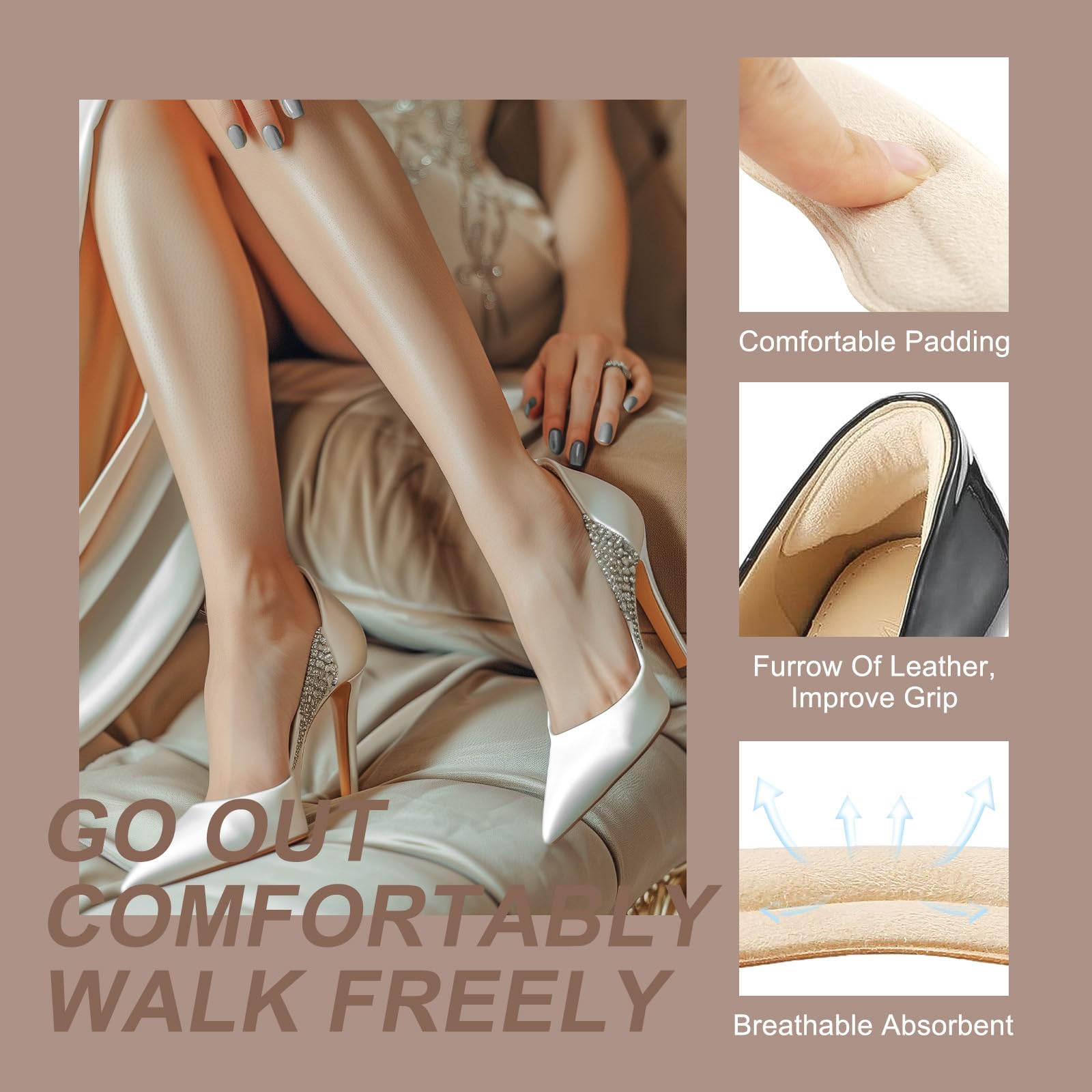 KTSAY self-adhesive heel pads allow quick, secure stick-on application.