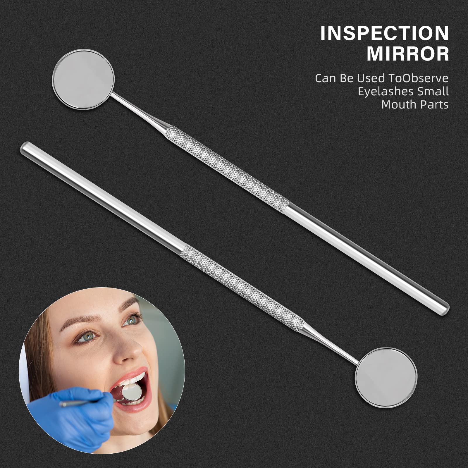 KuanStore dental mirror stainless steel brushed finish for durable dental tools.