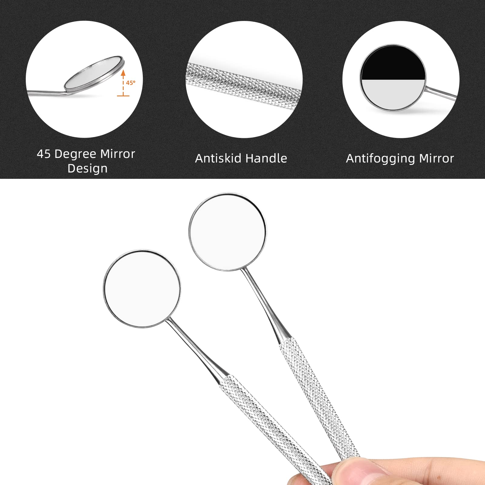 KuanStore dental mirror versatile for teeth inspection and plaque checks.