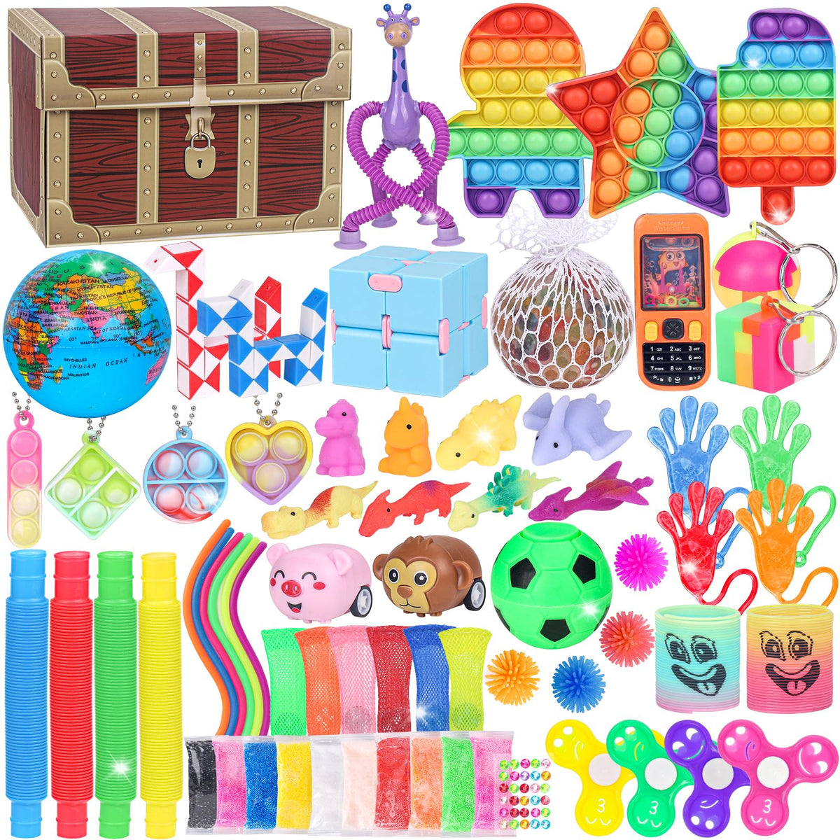 KUBUSFLY treasure box fidgets for classroom prizes and party favors with tactile variety
