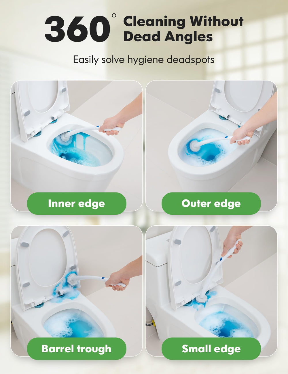 Kucbraly cleaning action on porcelain toilet enamel without scratches