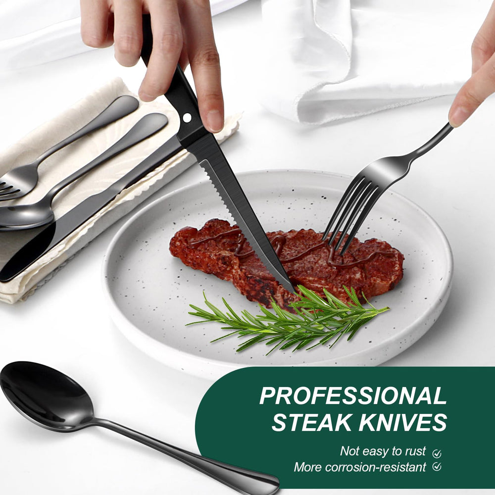 KUIHT dinner forks in black flatware for daily use and entertaining