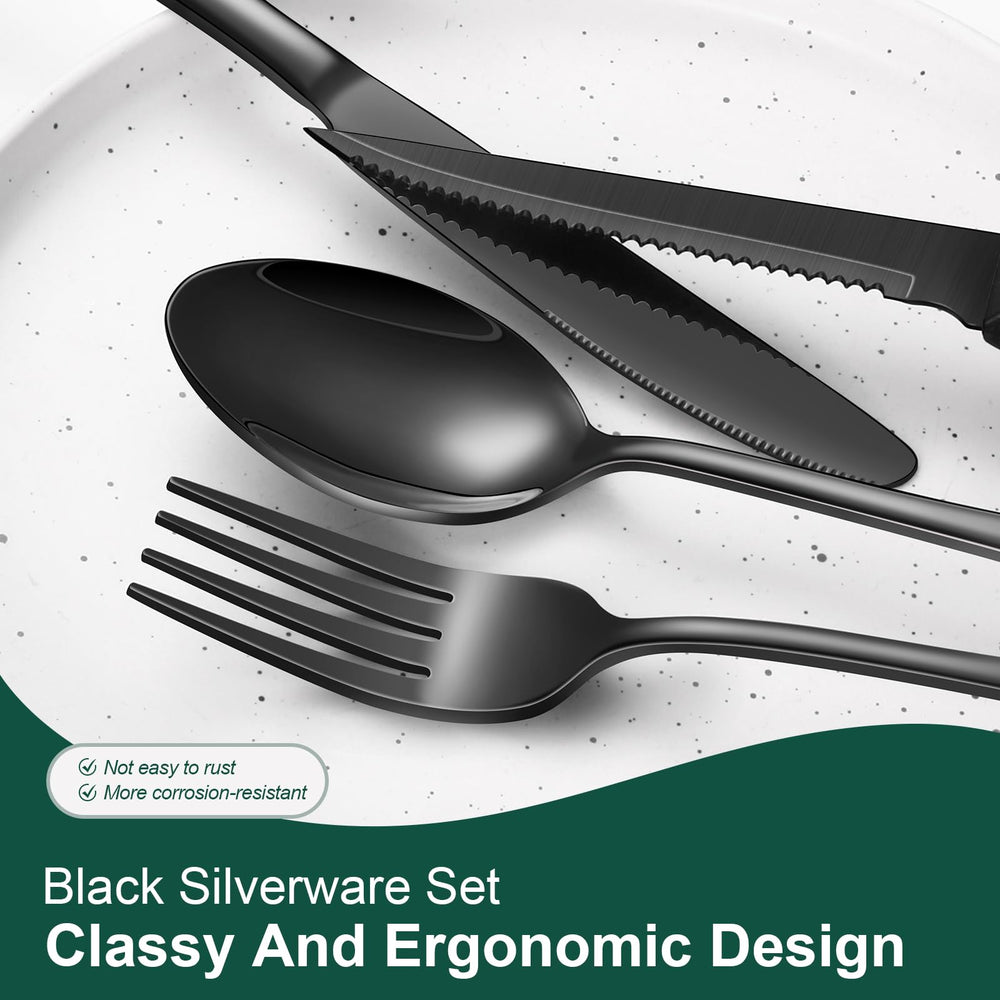 KUIHT dinner knives in black flatware style for versatile table setting
